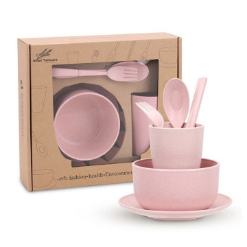 6PCS Eco-Friendly Biodegradable Wheat Stalk Tableware Set